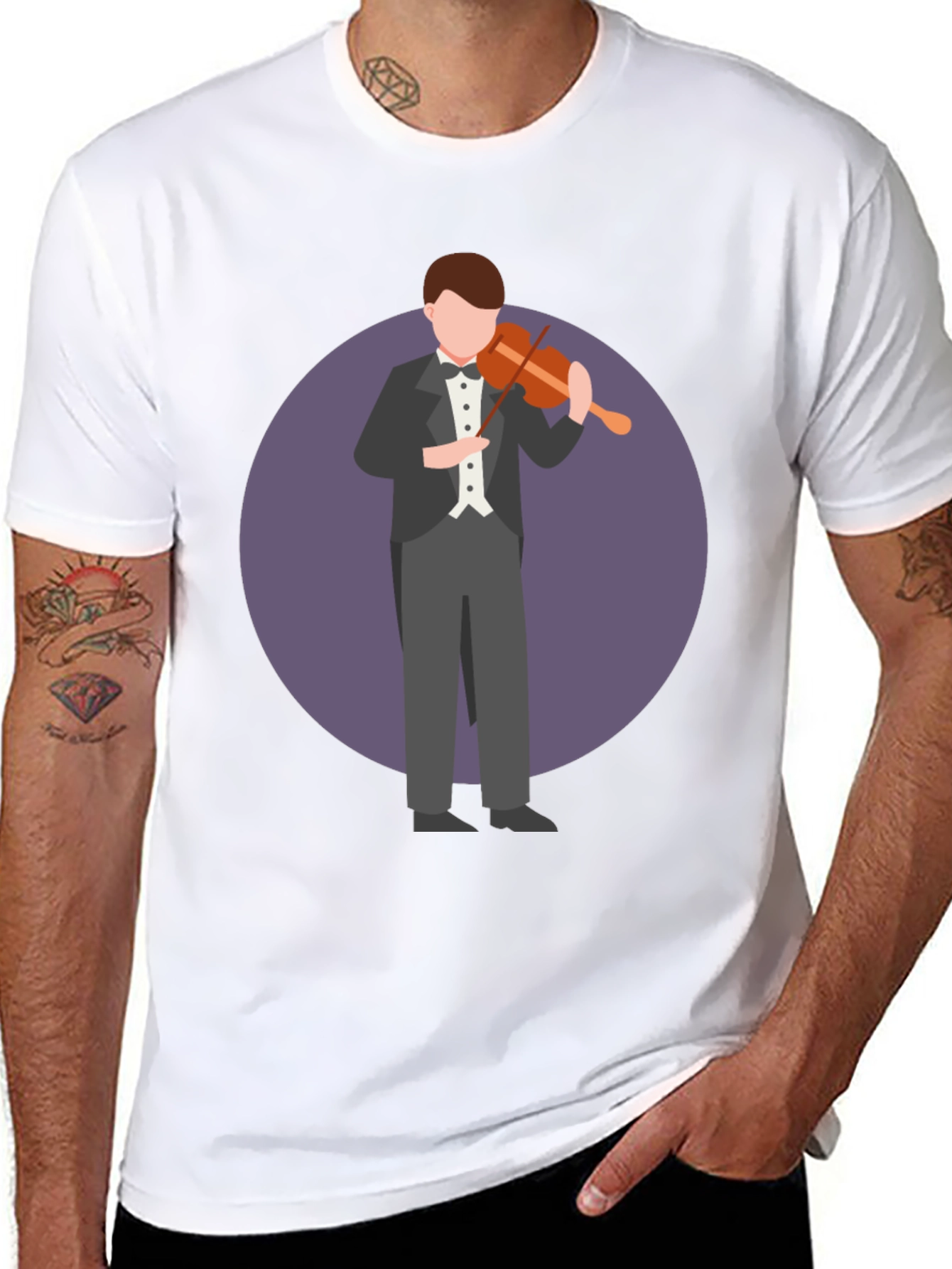Violinist Graphic T-Shirt - Black Casual Tee