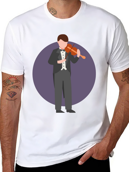 Violinist Graphic T-Shirt - Black Casual Tee