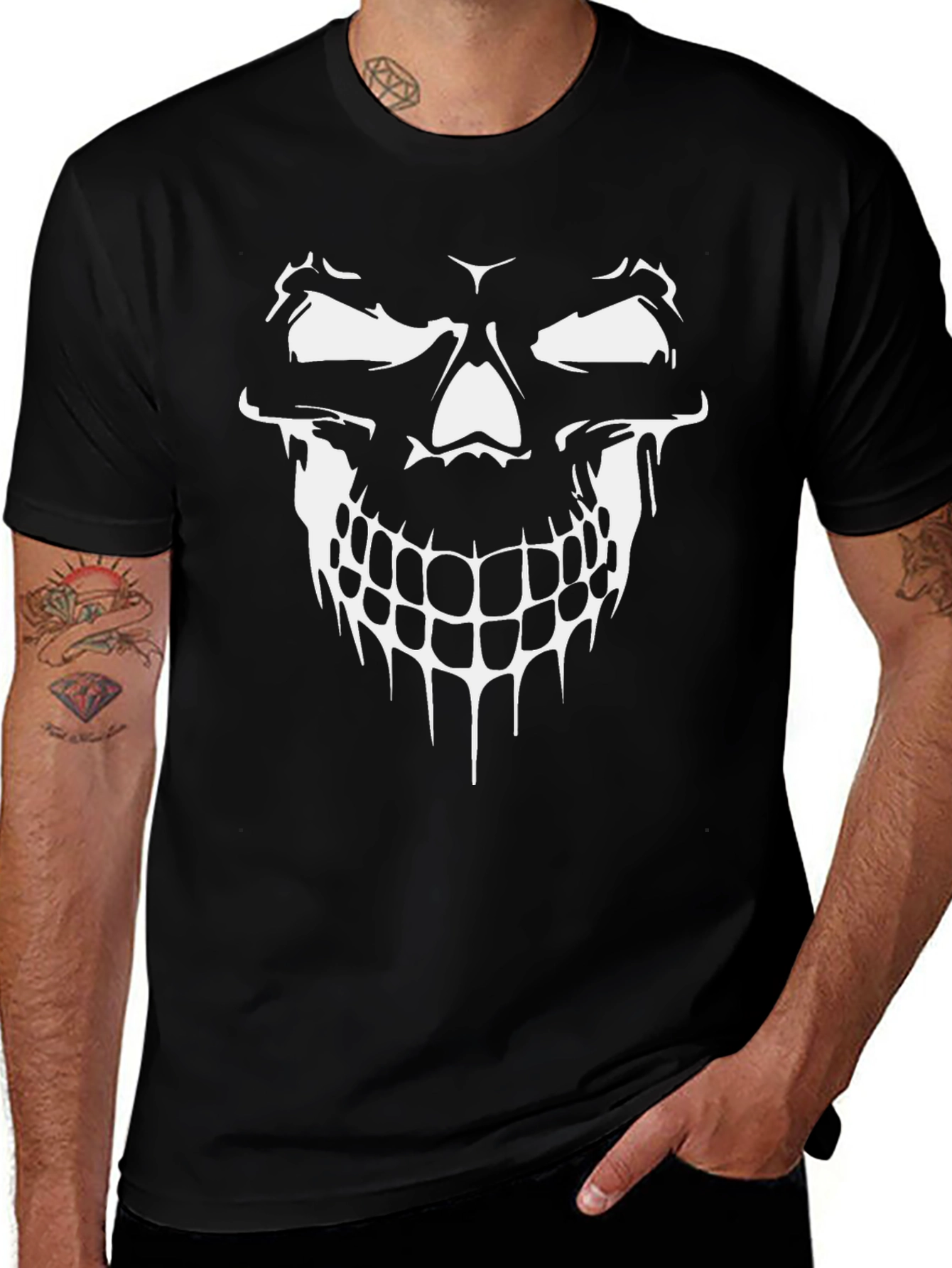 Skull Graphic Black T-Shirt - Edgy Mens Fashion