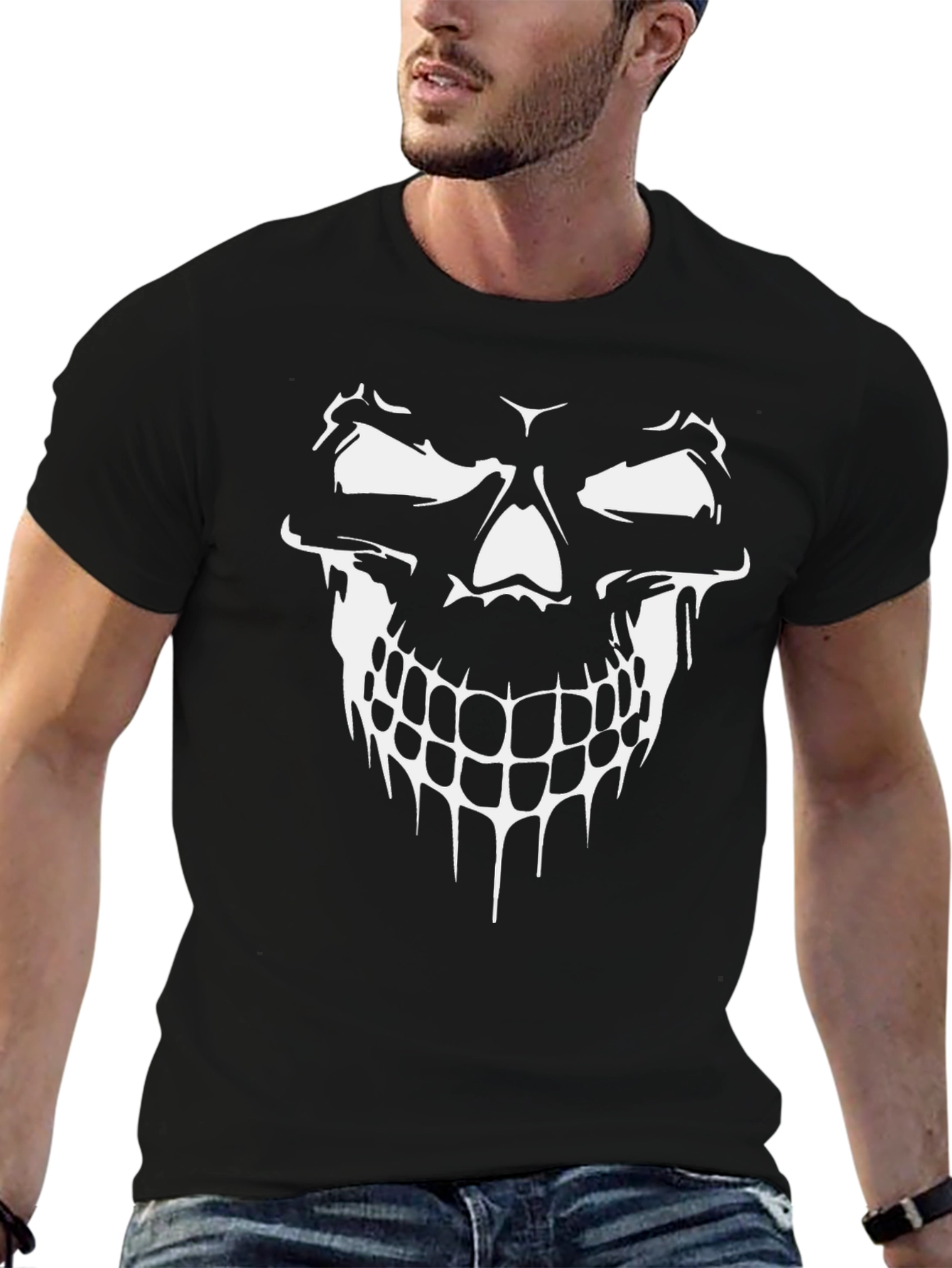 Skull Graphic Black T-Shirt - Edgy Mens Fashion