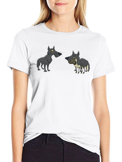 Cartoon Wolf Pack T-Shirt - Black