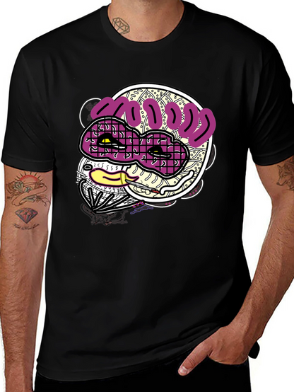 Funky Graphic Print Black T-Shirt