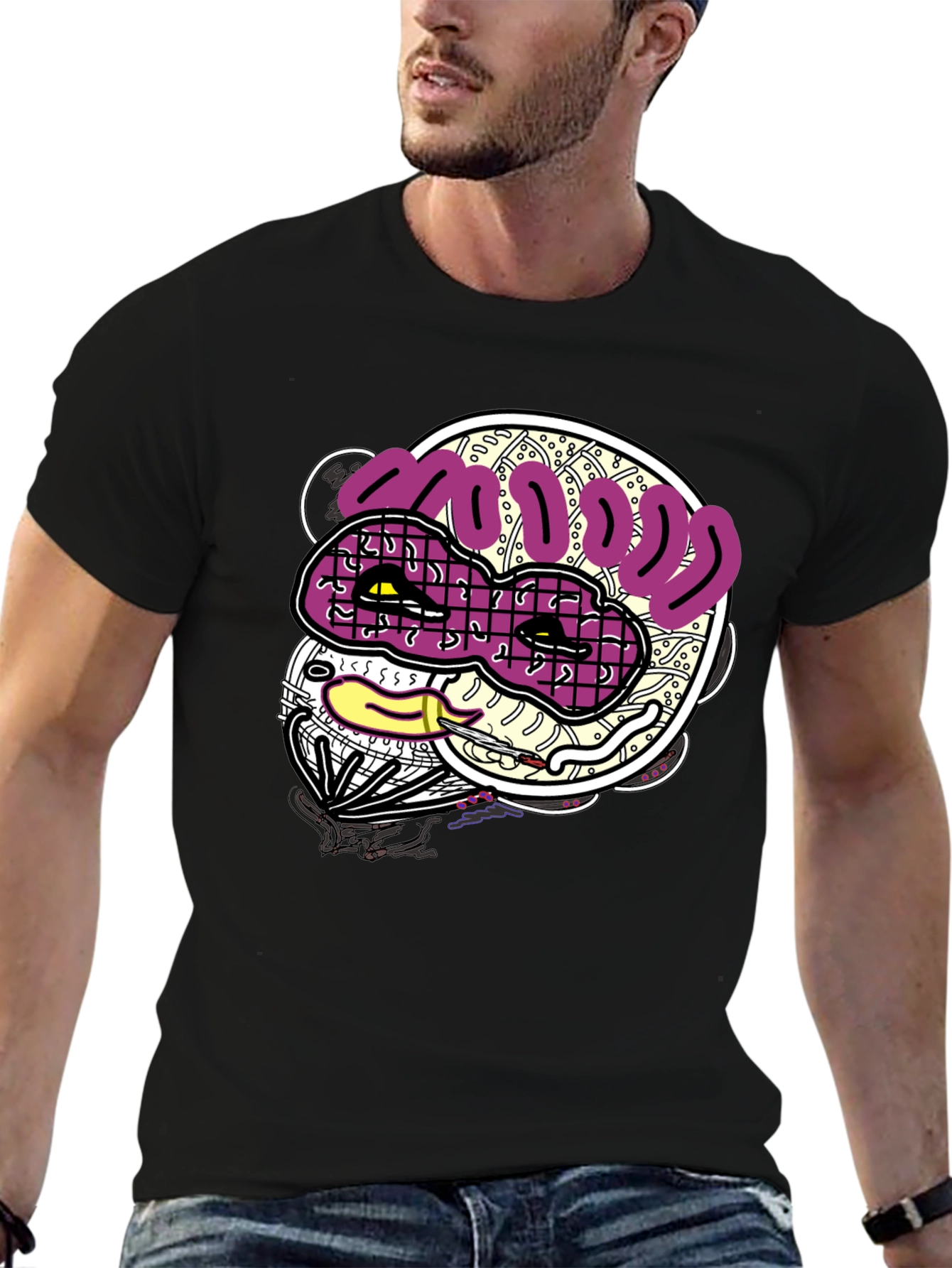 Funky Graphic Print Black T-Shirt
