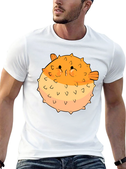 Puffer Fish Graphic Print Black T-Shirt