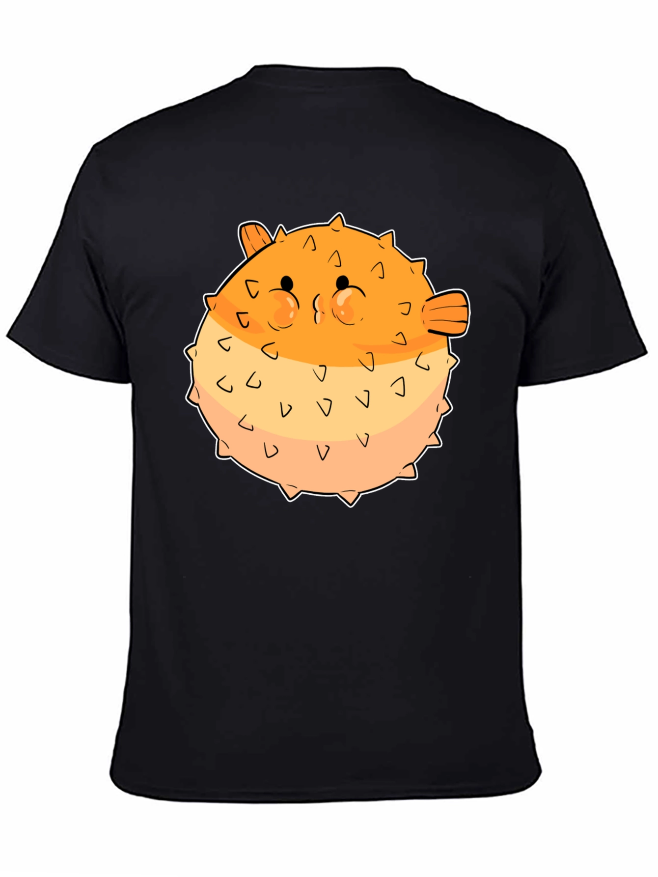 Puffer Fish Graphic Print Black T-Shirt