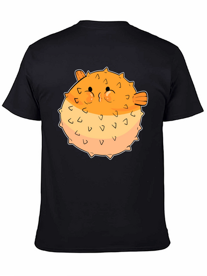 Puffer Fish Graphic Print Black T-Shirt