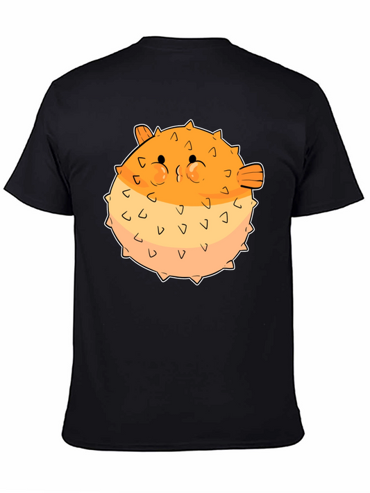 Puffer Fish Graphic Print Black T-Shirt