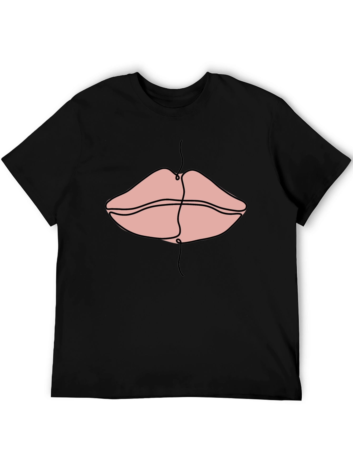 Line Art Lips Graphic Print Tee