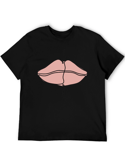 Line Art Lips Graphic Print Tee
