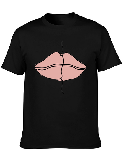 Line Art Lips Graphic Print Tee