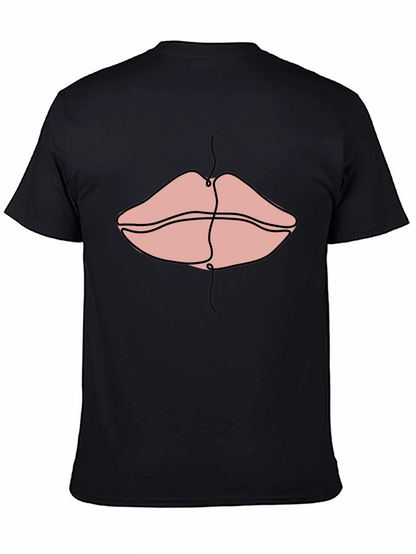 Line Art Lips Graphic Print Tee