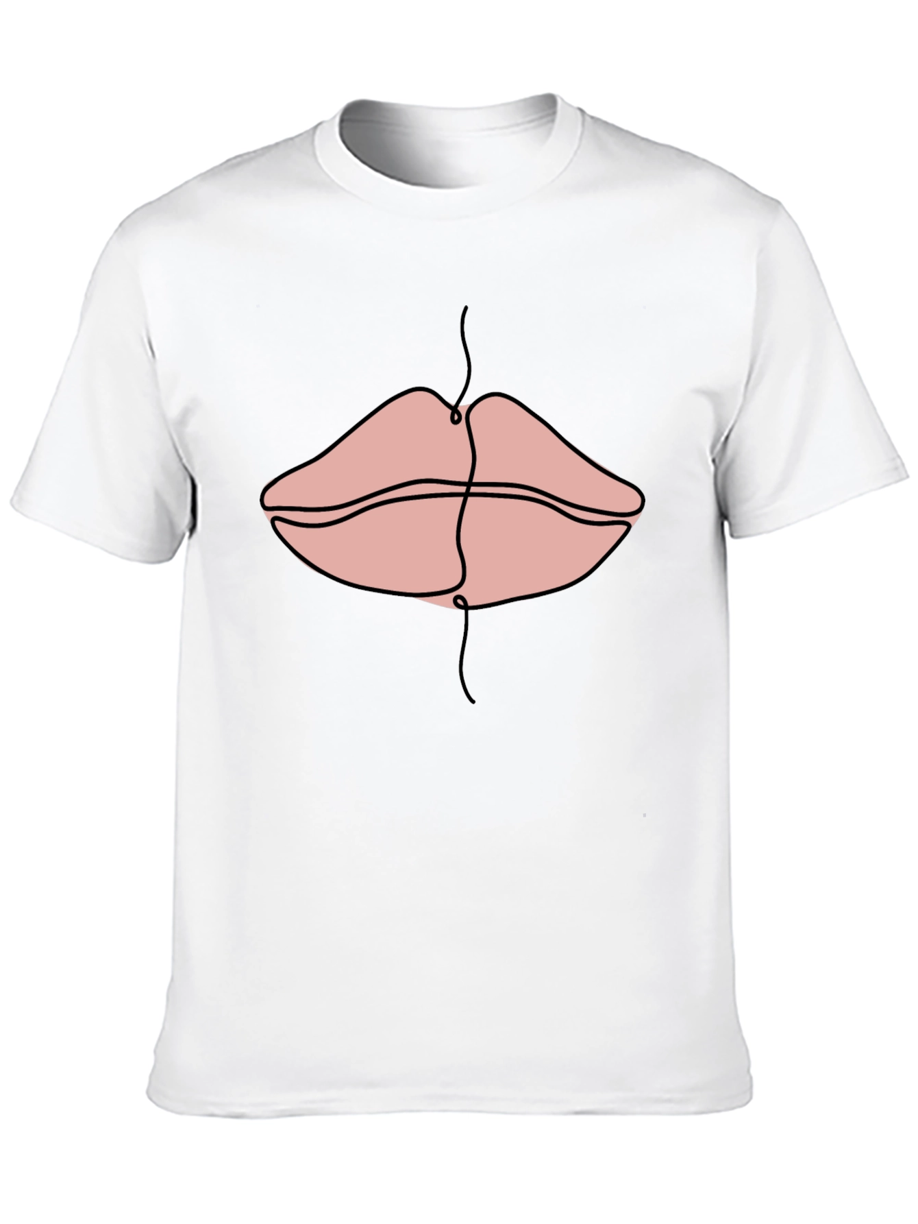 Line Art Lips Graphic Print Tee