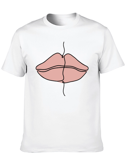 Line Art Lips Graphic Print Tee