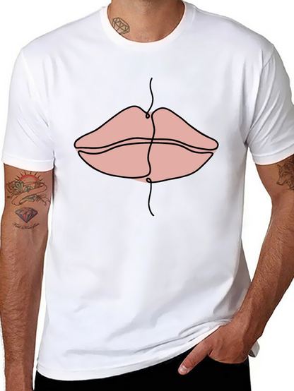 Line Art Lips Graphic Print Tee