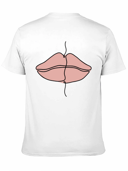 Line Art Lips Graphic Print Tee