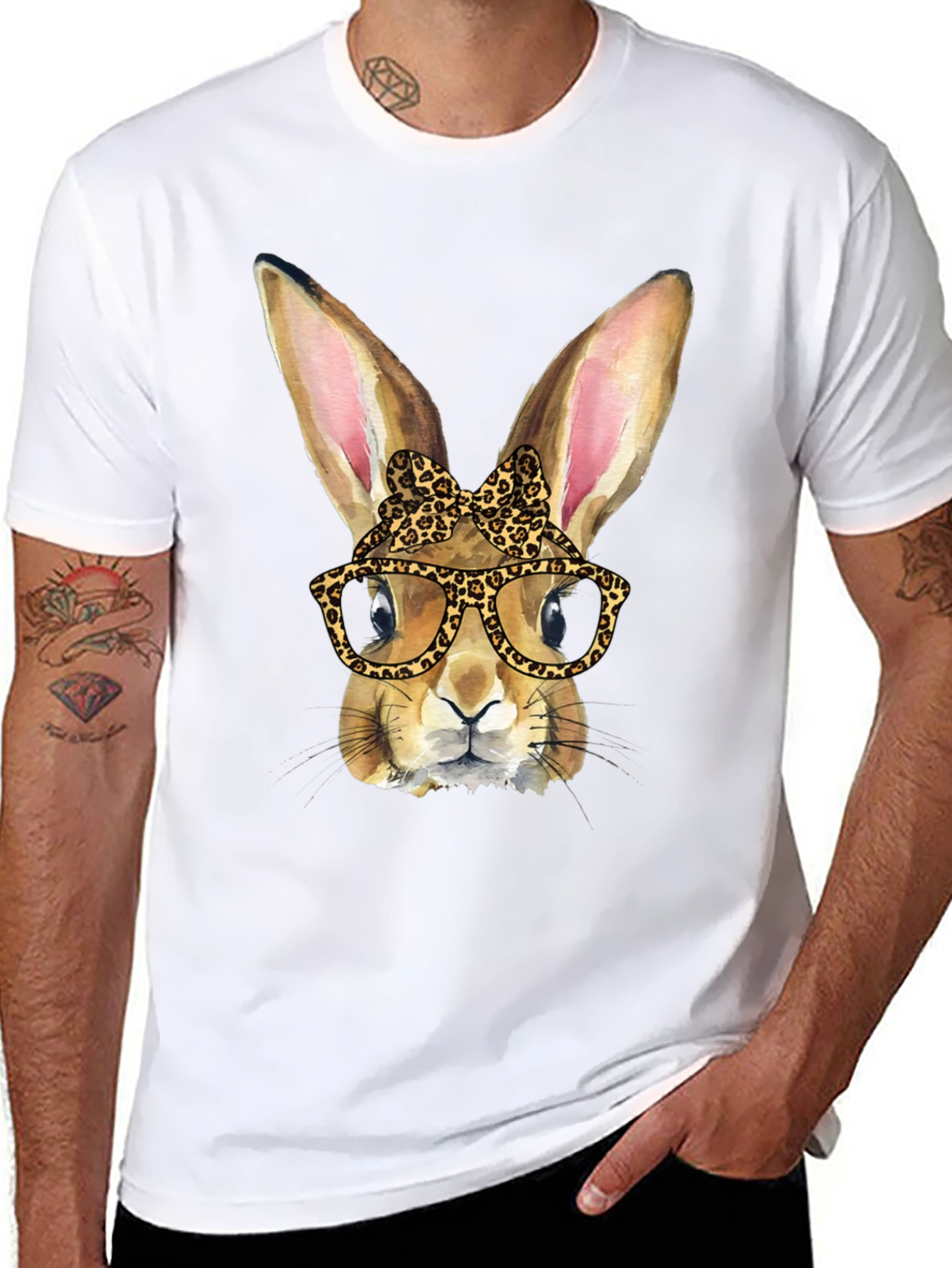 Funny Bunny Leopard Print T-Shirt