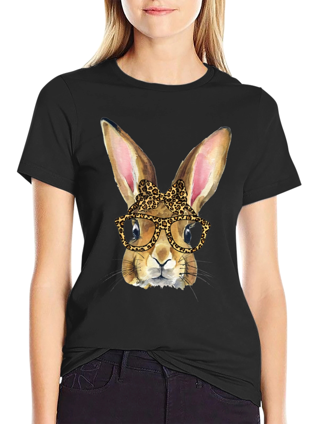 Funny Bunny Leopard Print T-Shirt