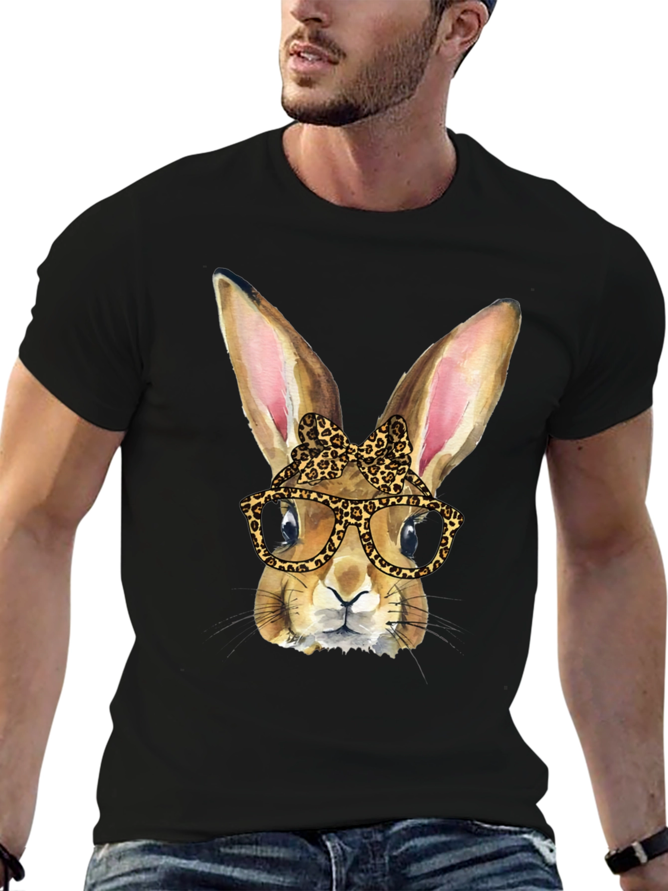 Funny Bunny Leopard Print T-Shirt
