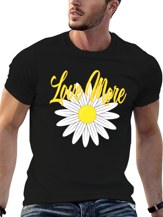 Love More Daisy Graphic Tee - Black Cotton T-Shirt