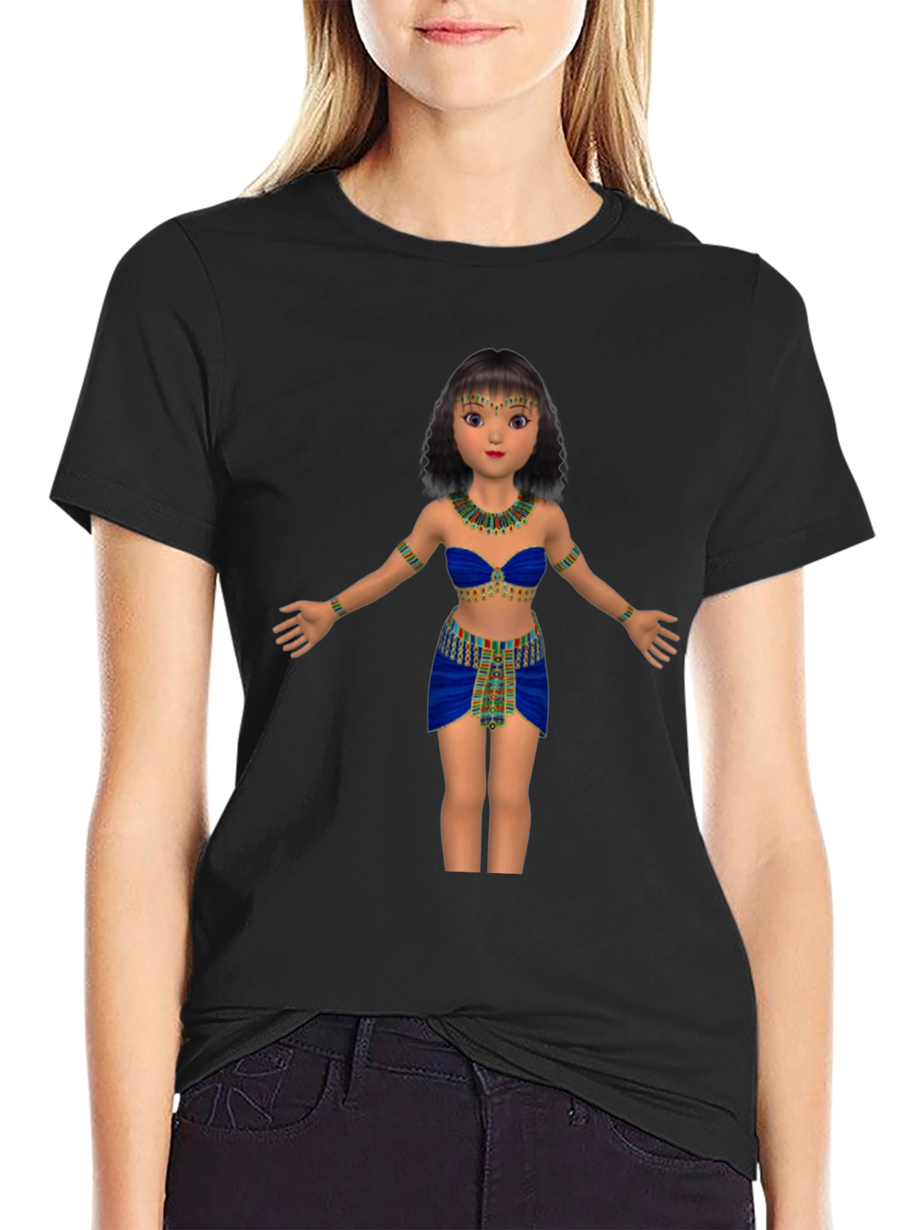 Egyptian Queen Graphic Tee - Black Cotton T-Shirt