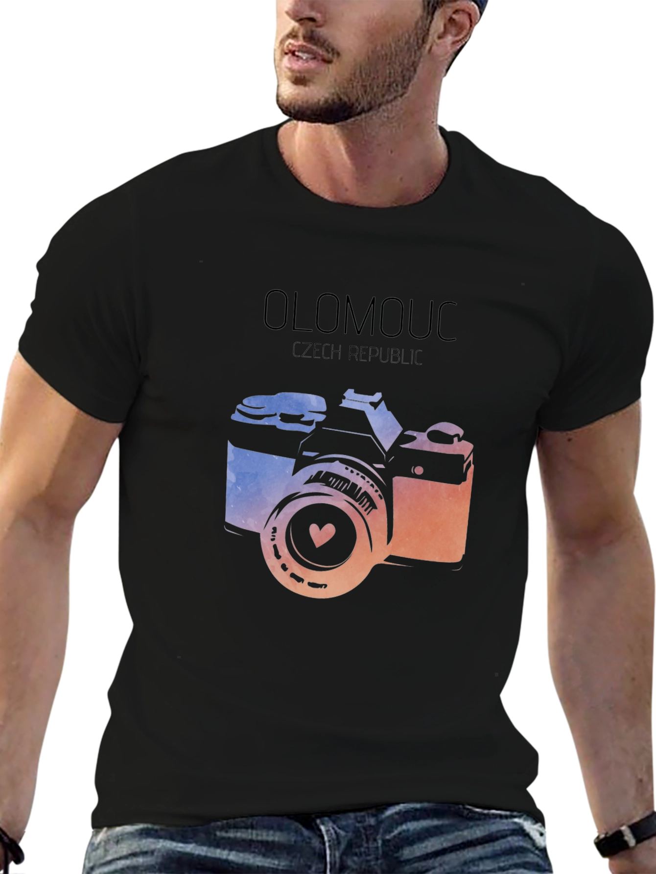 Olomouc Czech Republic Camera Graphic Tee - Black