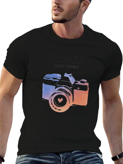 Olomouc Czech Republic Camera Graphic Tee - Black