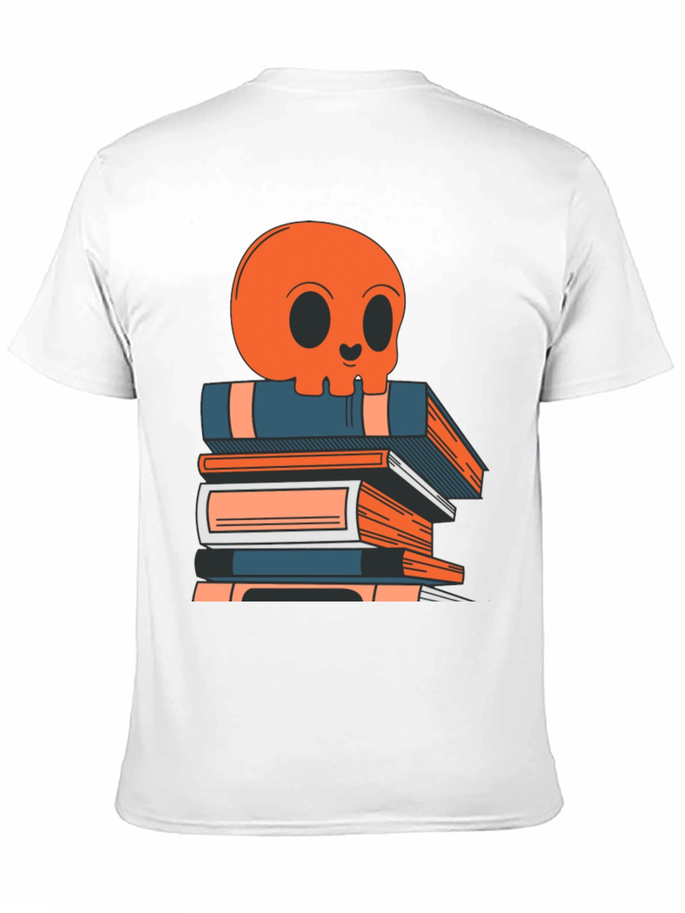 Skull on Books Graphic Tee - Black Cotton T-Shirt