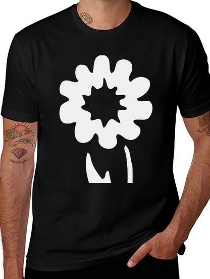 Unique Flower Graphic Black T-Shirt