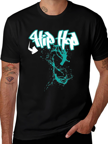 Hip Hop Graphic Print Black T-Shirt
