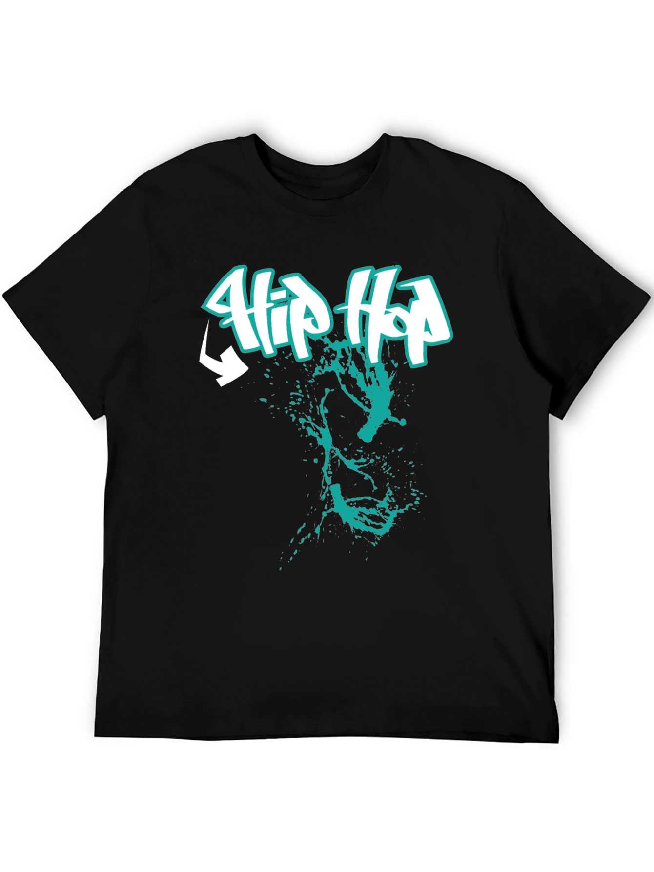 Hip Hop Graphic Print Black T-Shirt