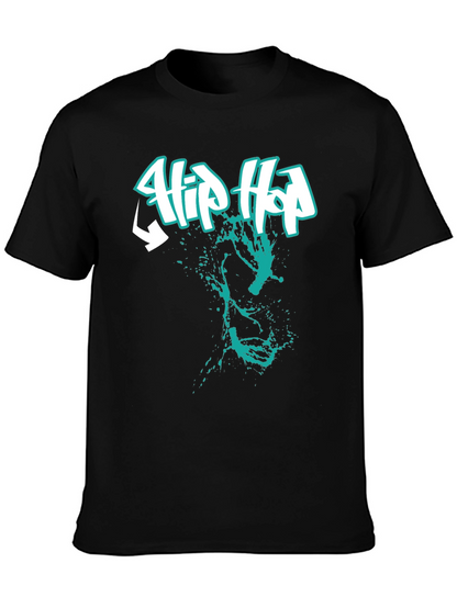 Hip Hop Graphic Print Black T-Shirt