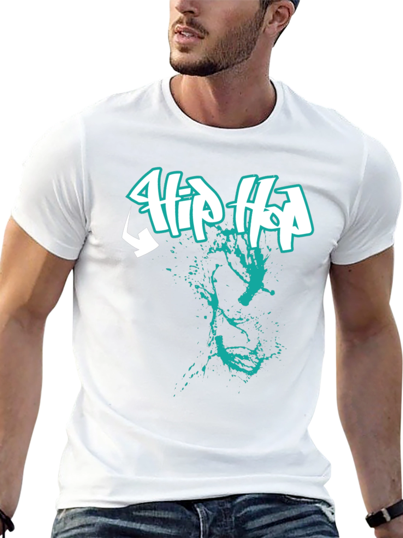 Hip Hop Graphic Print Black T-Shirt
