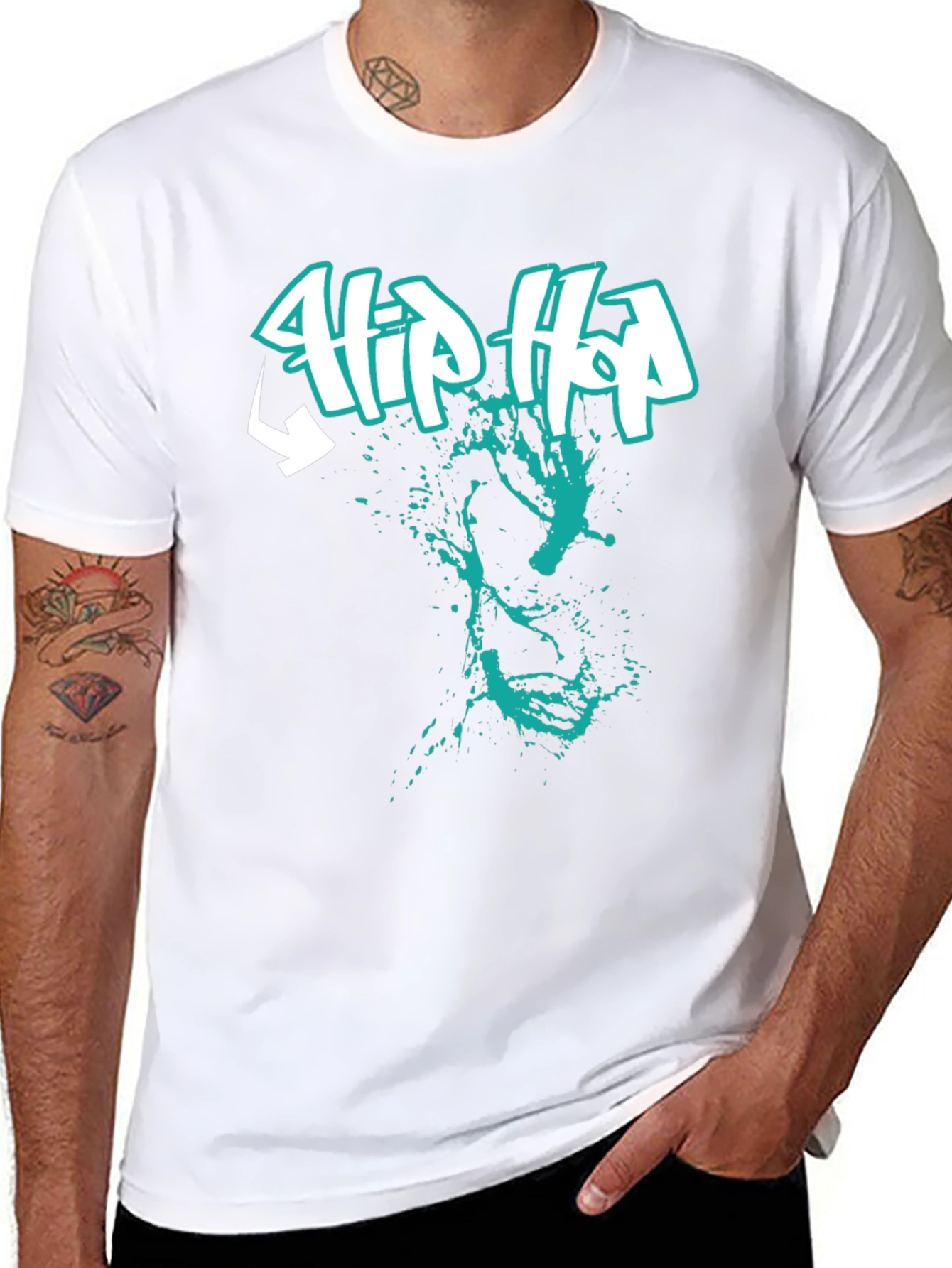 Hip Hop Graphic Print Black T-Shirt