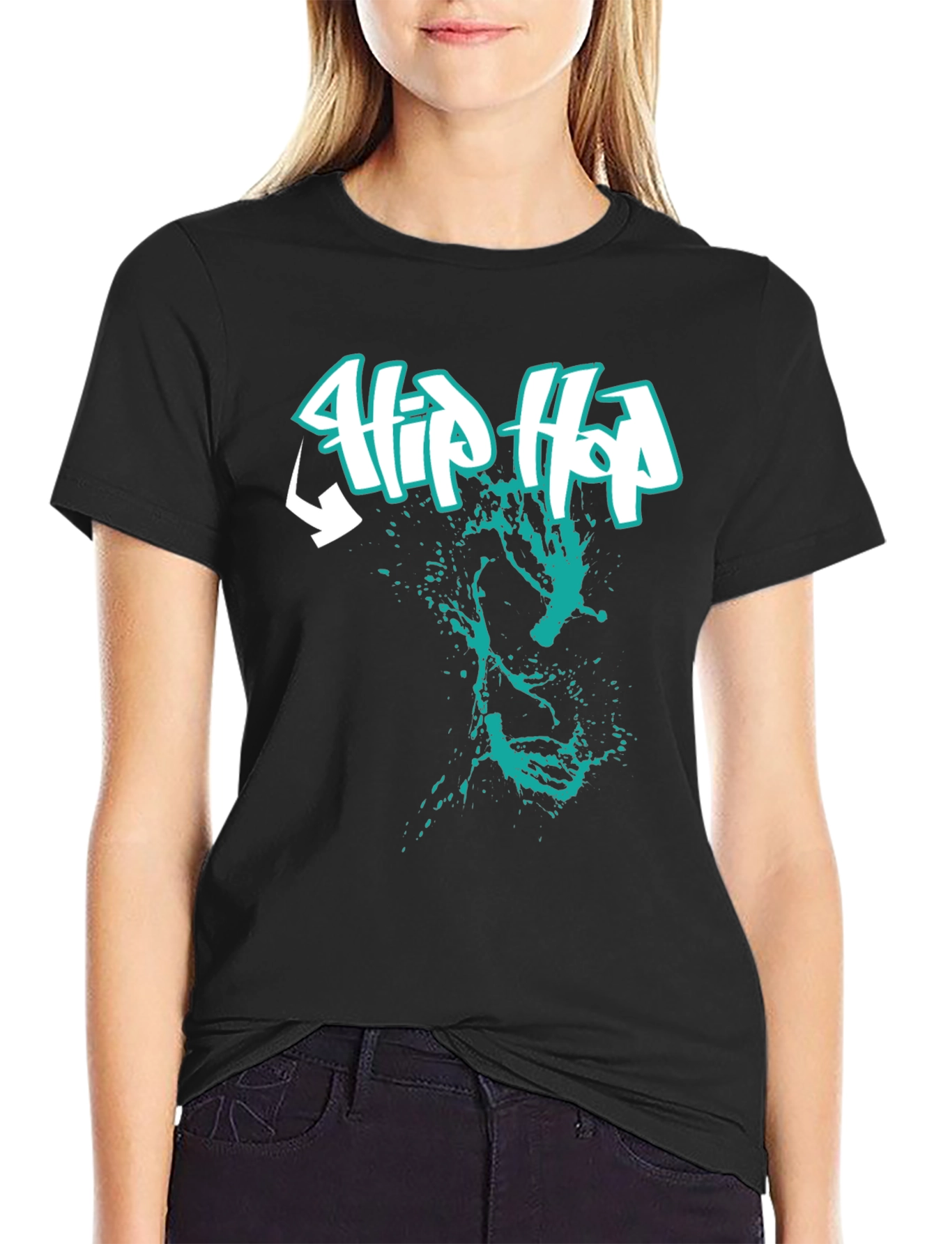 Hip Hop Graphic Print Black T-Shirt