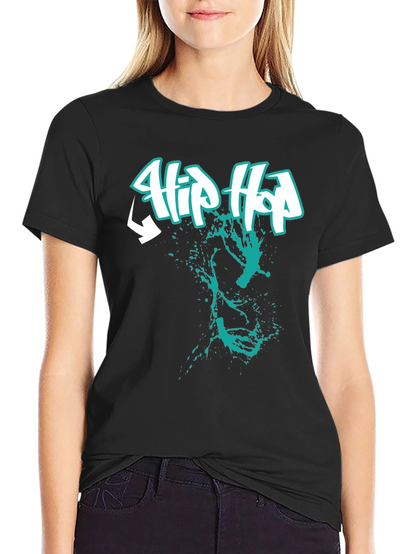 Hip Hop Graphic Print Black T-Shirt