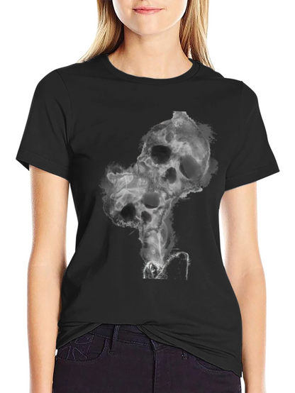 Smoked Skull Graphic Tee - Black Cotton Blend