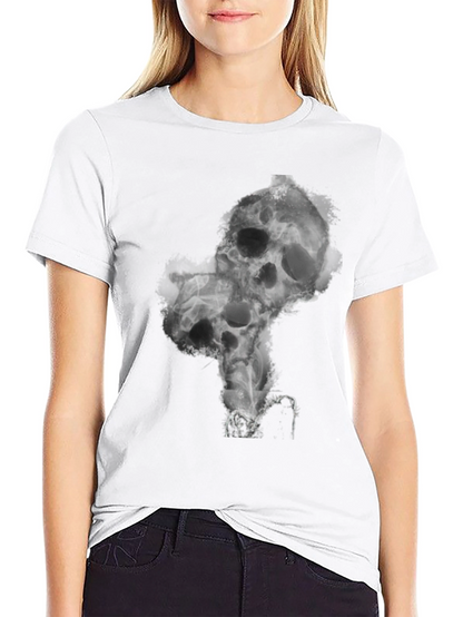 Smoked Skull Graphic Tee - Black Cotton Blend