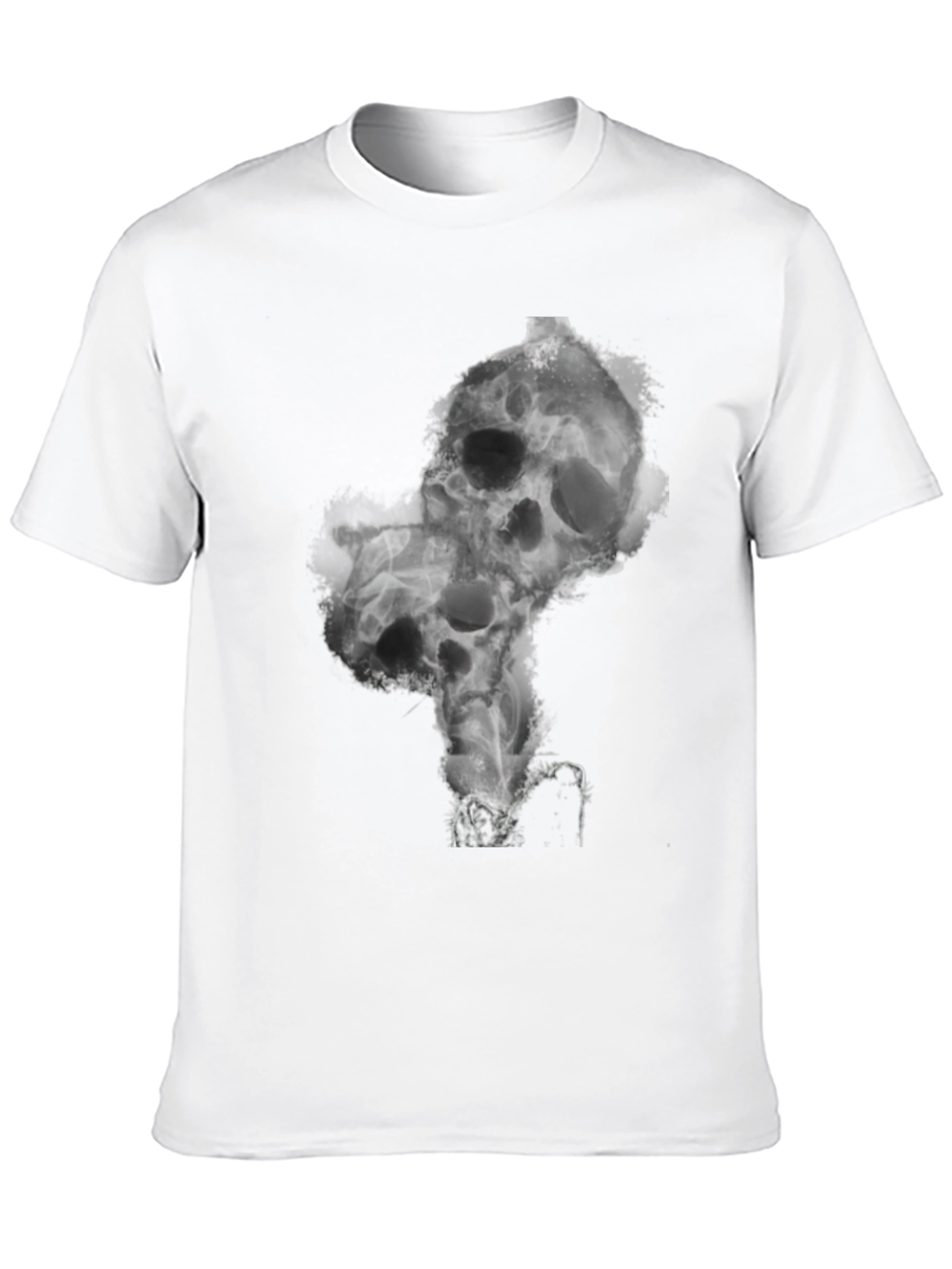 Smoked Skull Graphic Tee - Black Cotton Blend