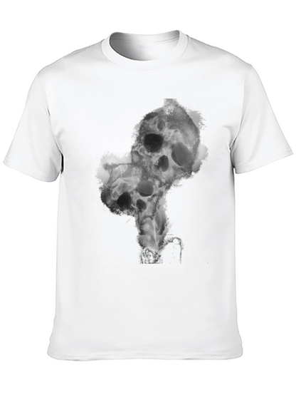 Smoked Skull Graphic Tee - Black Cotton Blend
