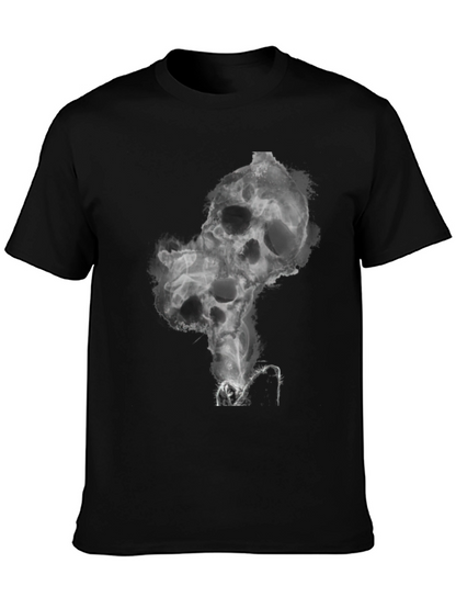 Smoked Skull Graphic Tee - Black Cotton Blend