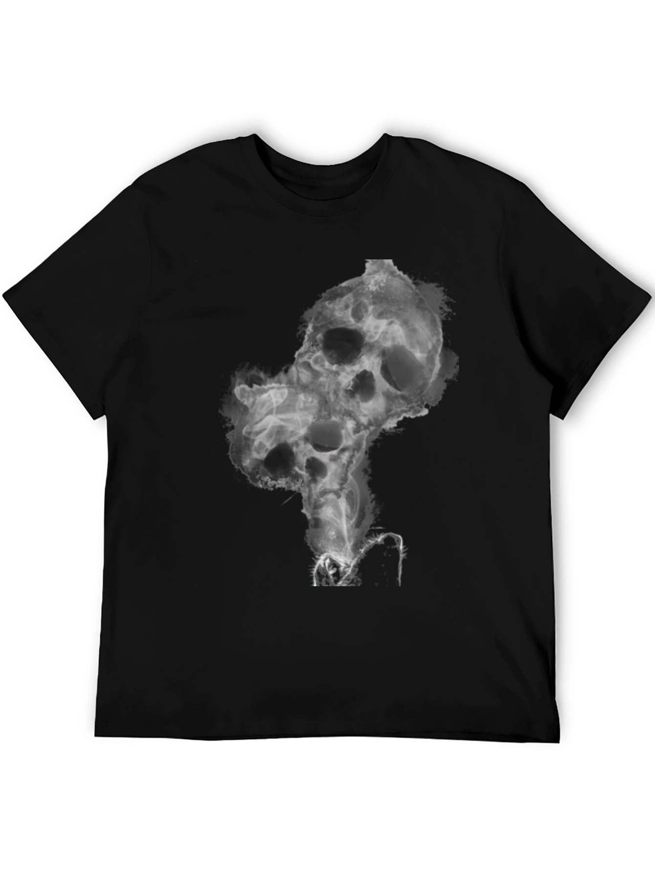 Smoked Skull Graphic Tee - Black Cotton Blend