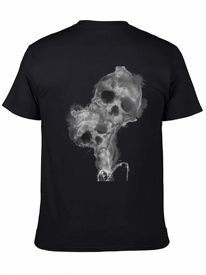 Smoked Skull Graphic Tee - Black Cotton Blend