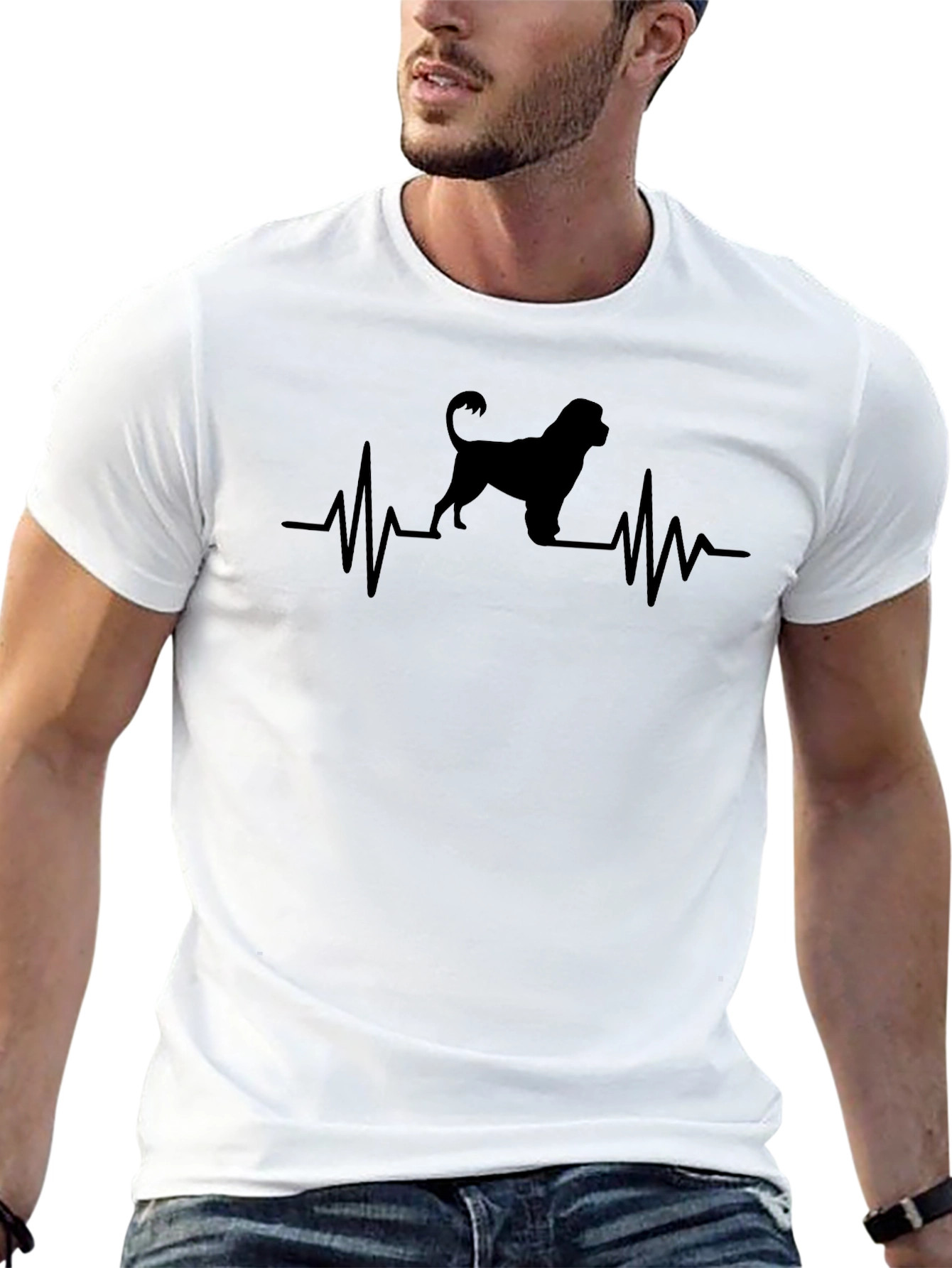 Dog Breed Heartbeat T-Shirt - Black