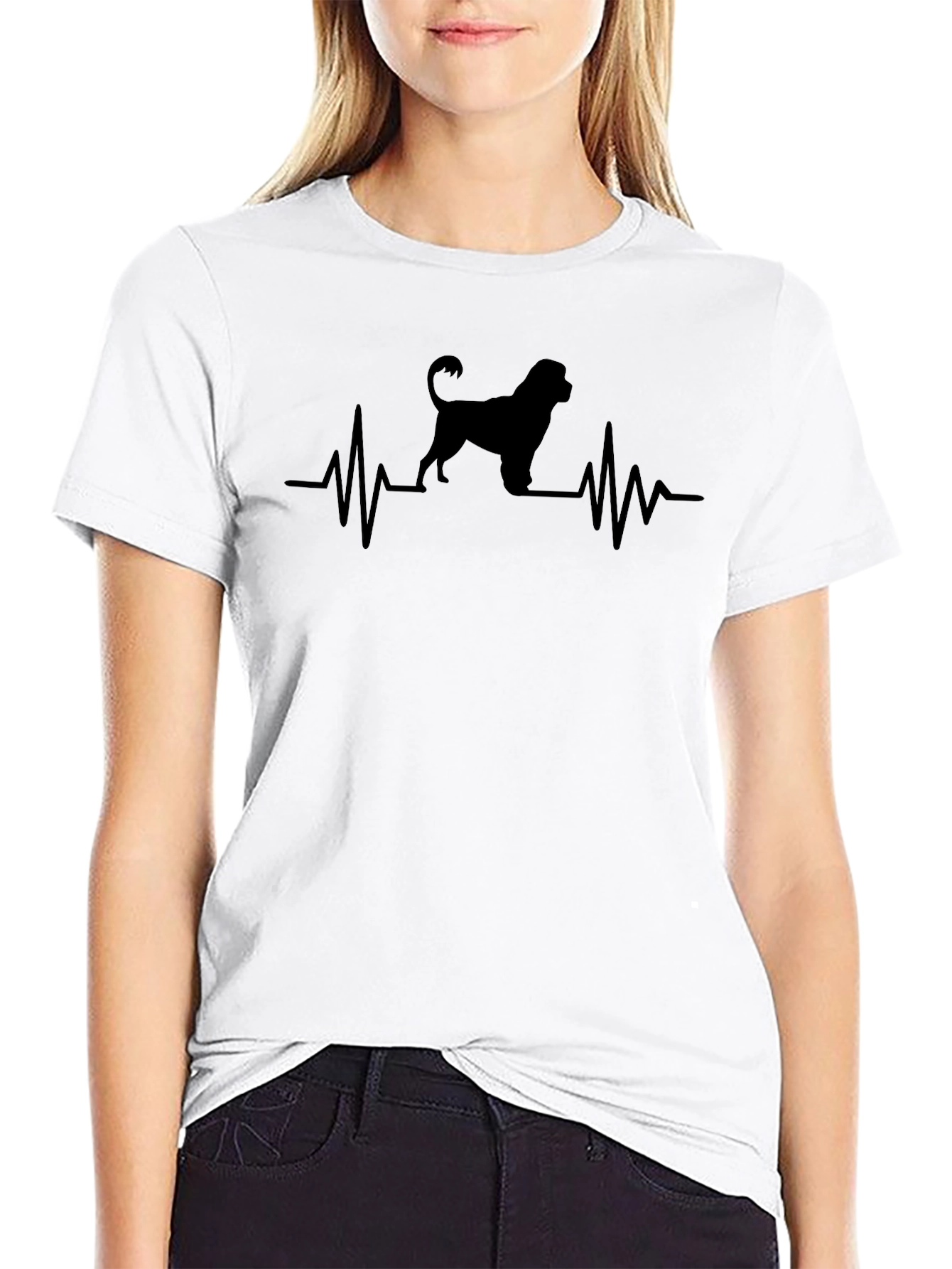 Dog Breed Heartbeat T-Shirt - Black