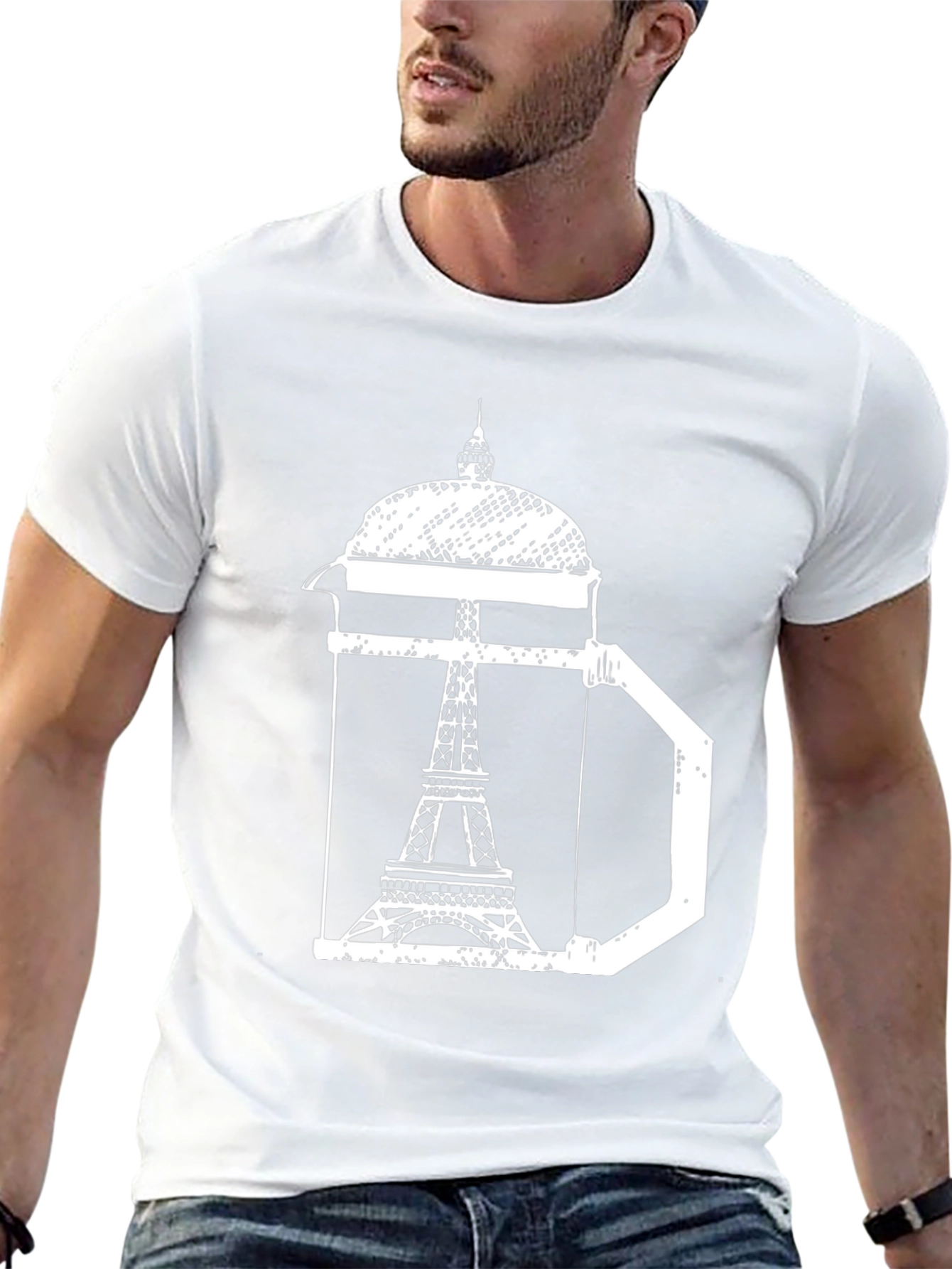 Eiffel Tower Coffee Press T-Shirt - Paris Graphic Tee