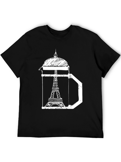 Eiffel Tower Coffee Press T-Shirt - Paris Graphic Tee