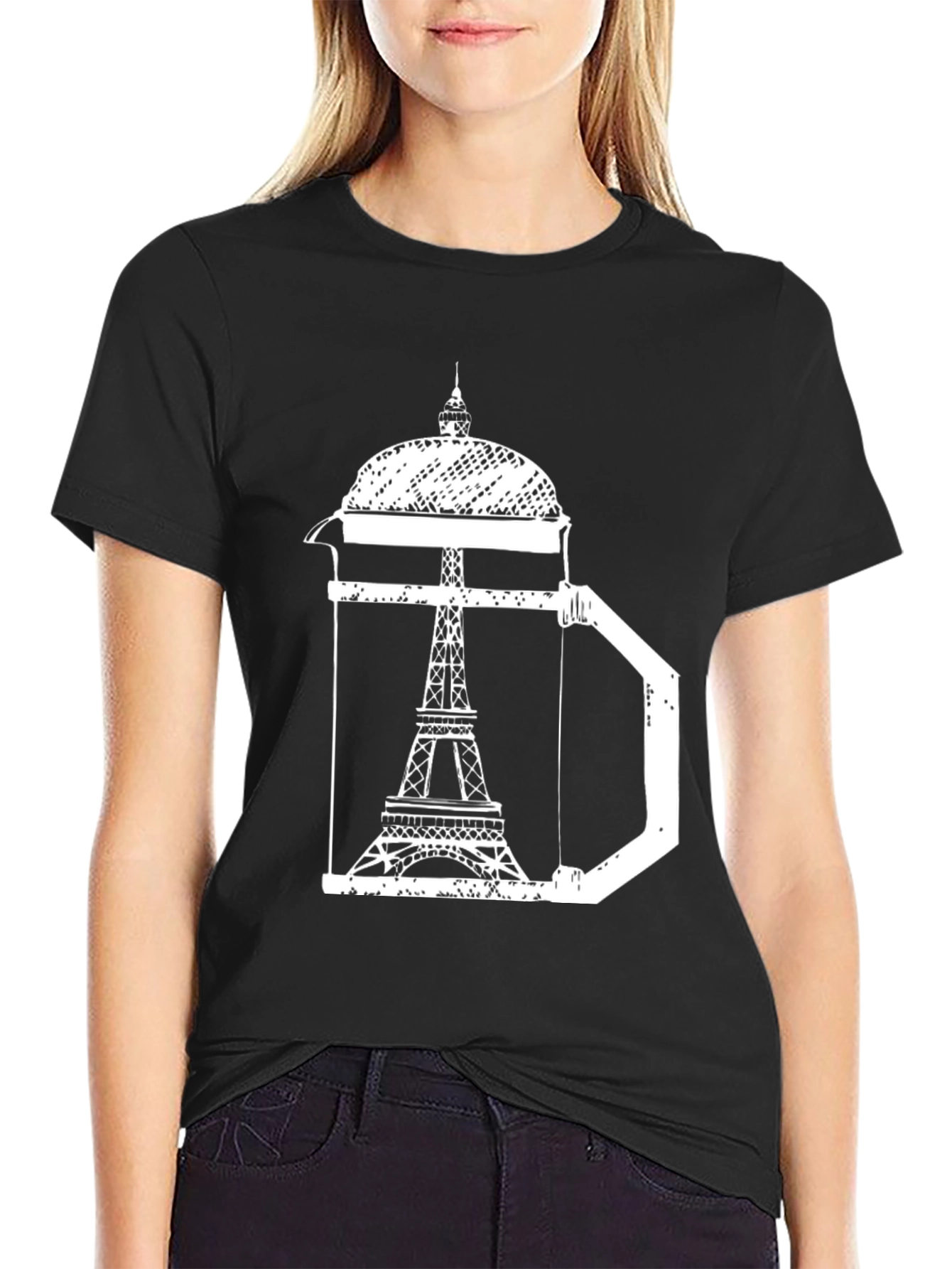 Eiffel Tower Coffee Press T-Shirt - Paris Graphic Tee