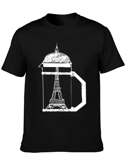 Eiffel Tower Coffee Press T-Shirt - Paris Graphic Tee