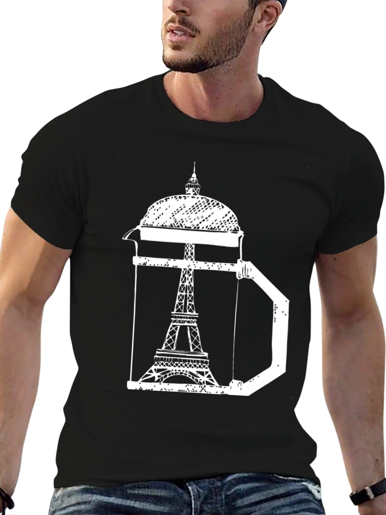 Eiffel Tower Coffee Press T-Shirt - Paris Graphic Tee