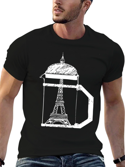 Eiffel Tower Coffee Press T-Shirt - Paris Graphic Tee